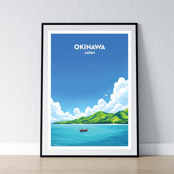 Okinawa Poster Japan Print Japanese Wall Art Gift Travel Home Decor Illustration