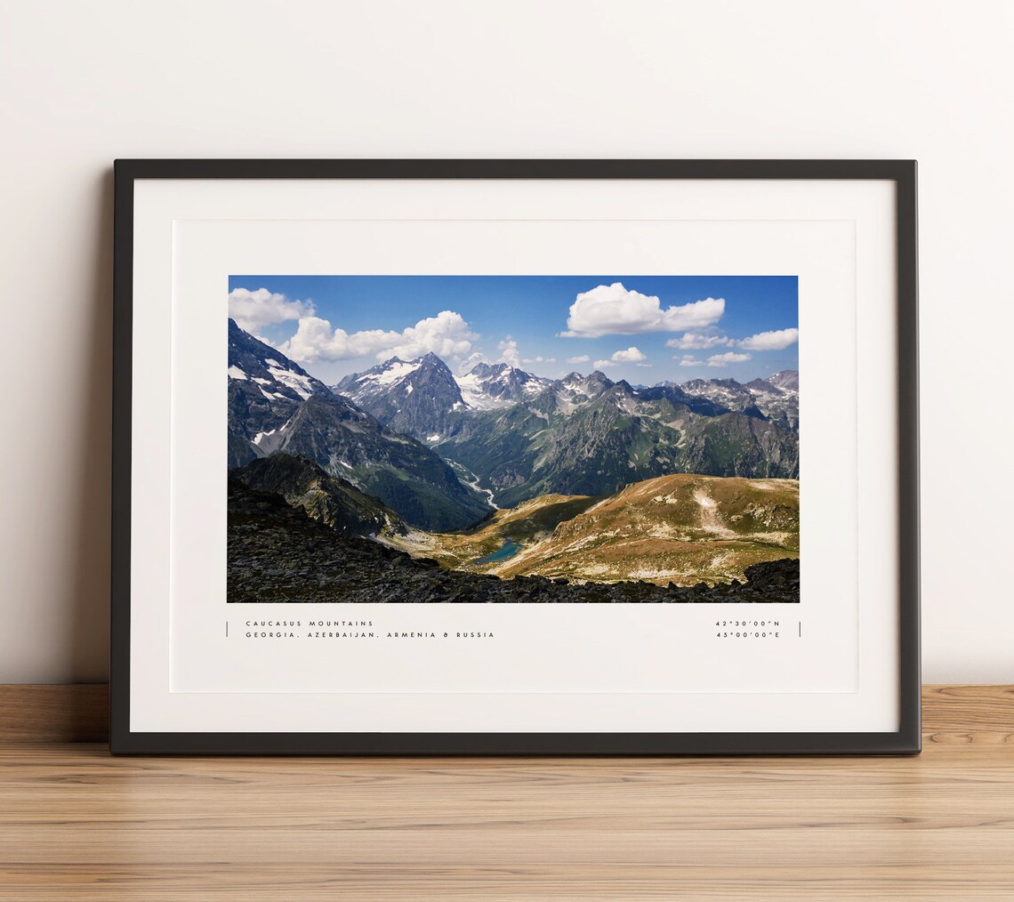 Caucasus Mountains Coordinates Art Print