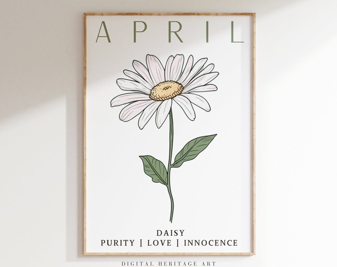 April Birth Flower Daisy Art Print Birth Month Floral Wall Art