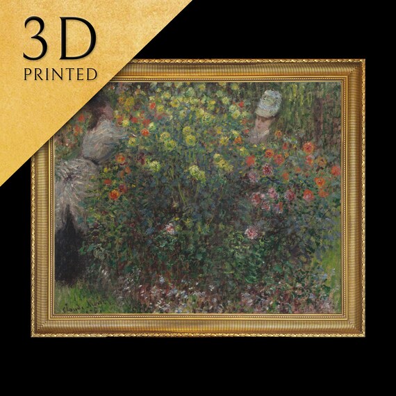 Claude Monet Women Among Garden Flowers Impressionist Textured Print