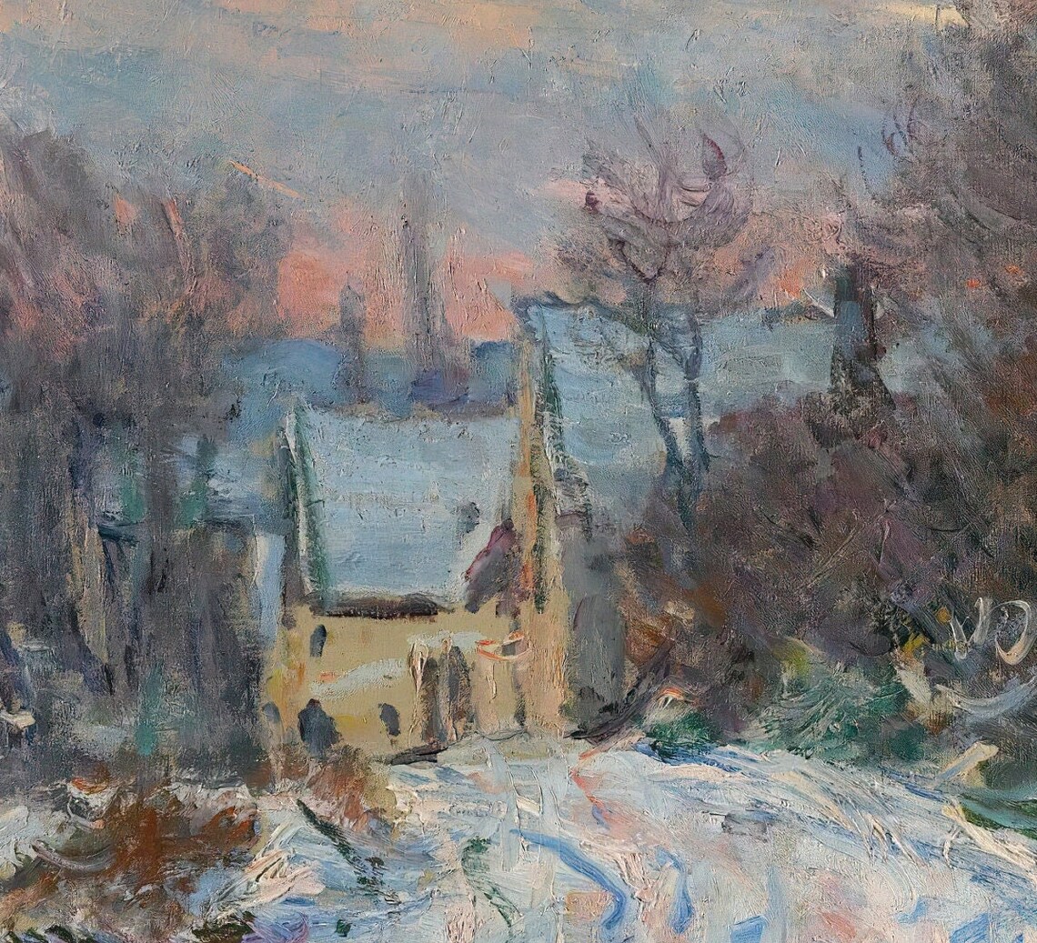Claude Monet Giverny Entrance In Winter Snow Textured Art Poster - Image 3