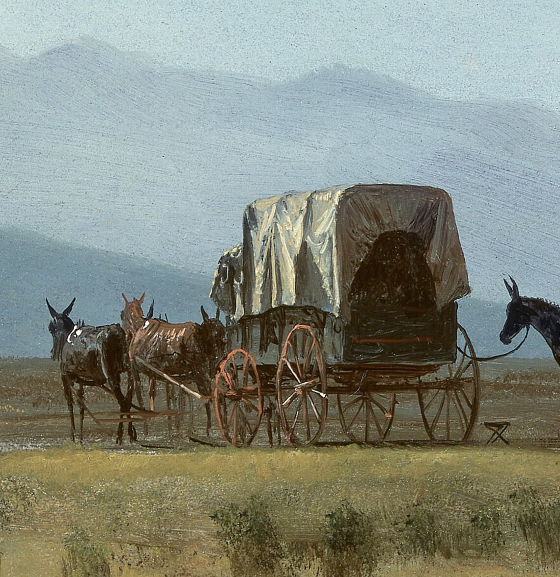 Albert Bierstadt Surveyors Wagon Rockies Frontier Scene Textured Print - Image 3