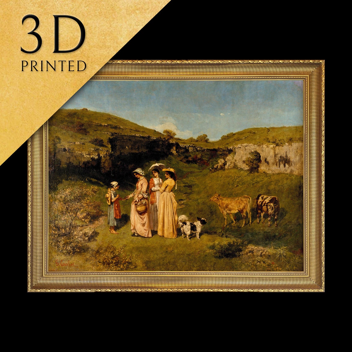 Young Ladies Of The Village By Gustave Courbet 3d Printed With Texture And Brush Strokes Looks Like Original Oil Painting Landscape Print