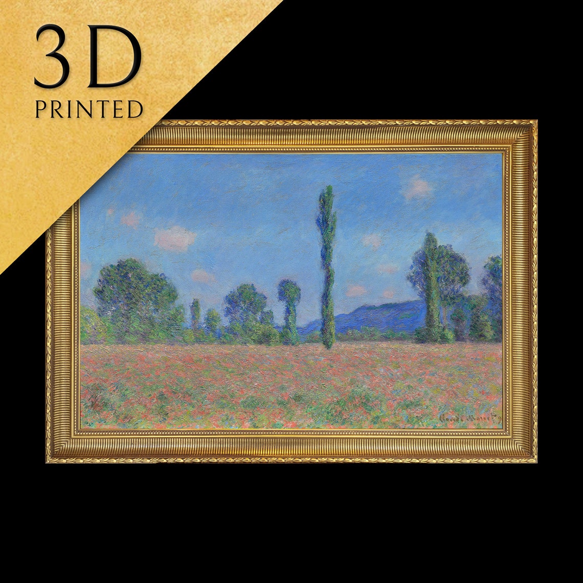 Claude Monet Giverny Poppy Field Red Poppies Blue Sky Poster