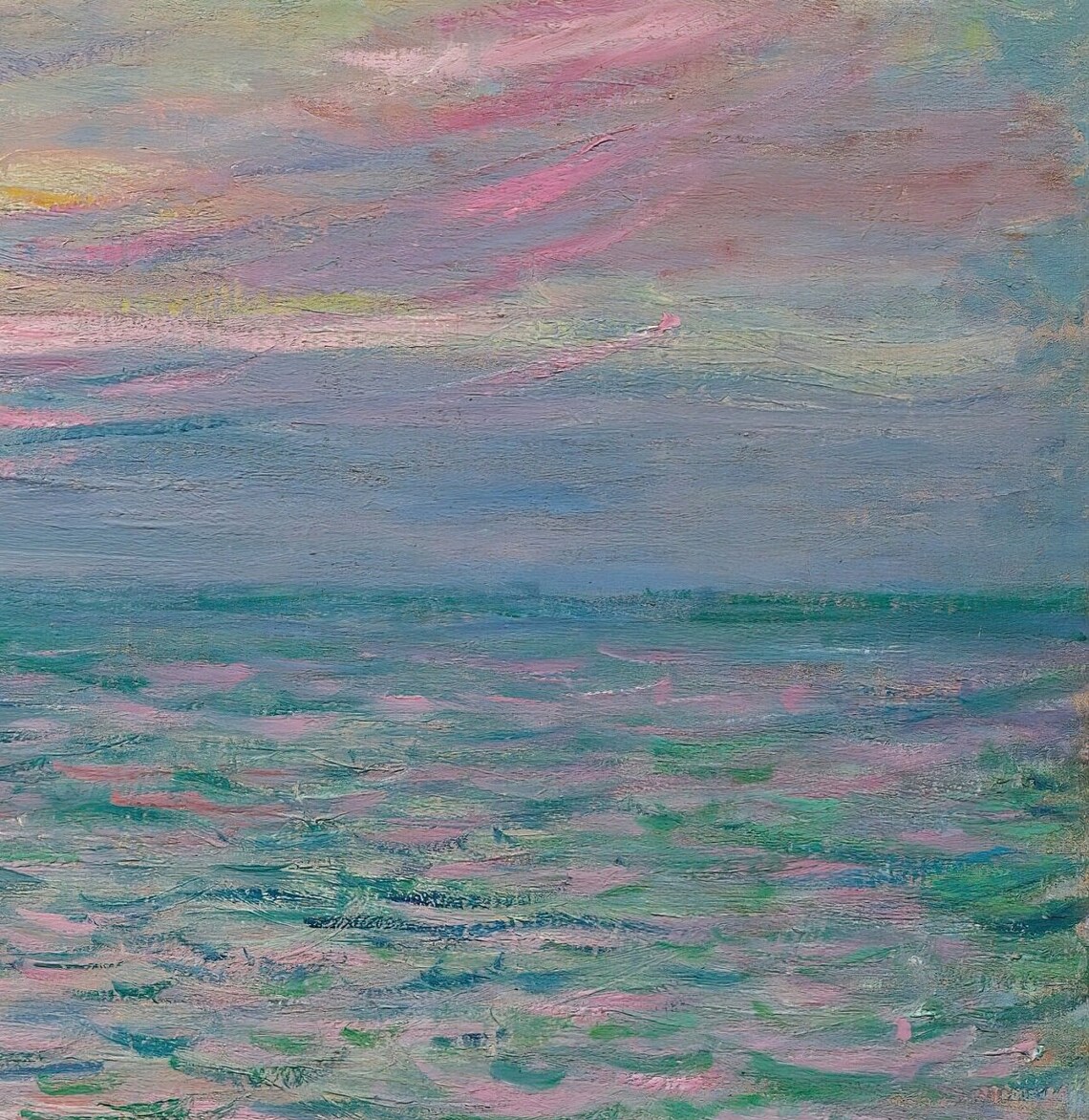 Claude Monet Pourville Sunset Over The Sea Textured Art Poster - Image 2