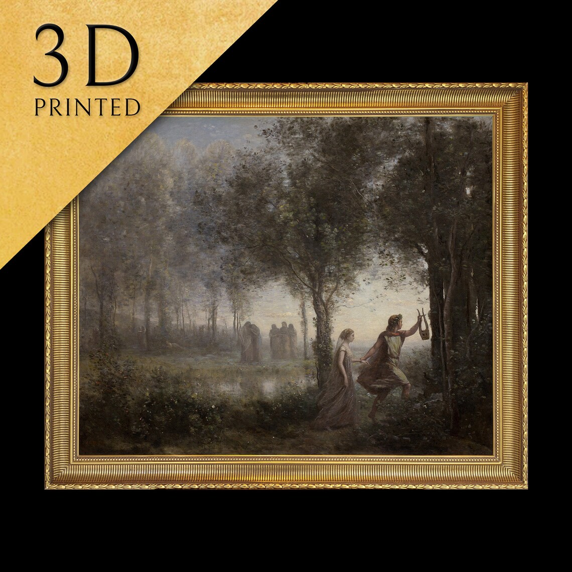 Orpheus Leading Eurydice by Corot, Art Print