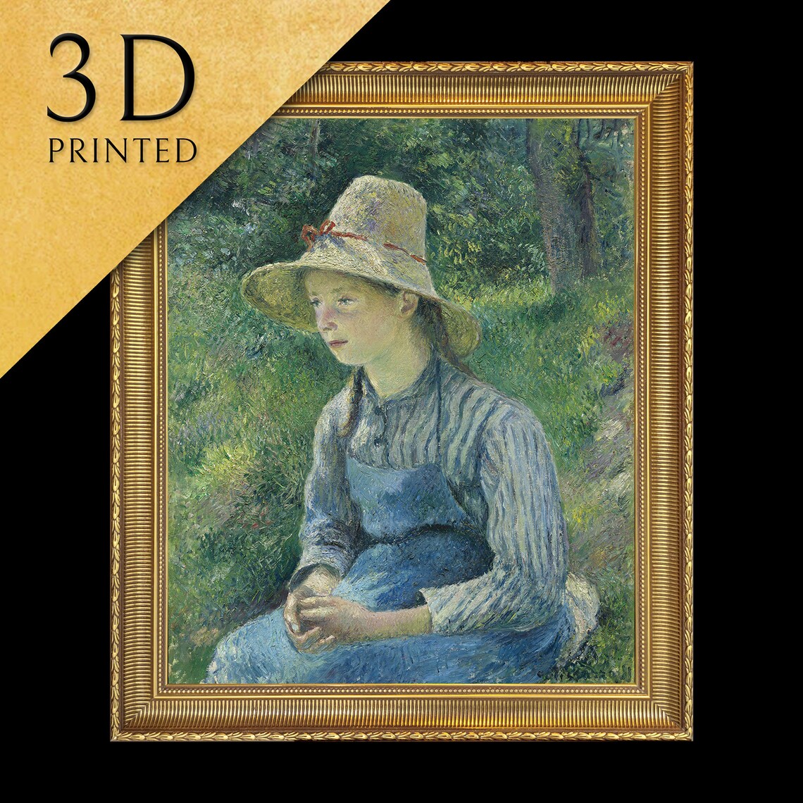 Camille Pissarro Peasant Girl Straw Hat Seated In Garden Wall Art