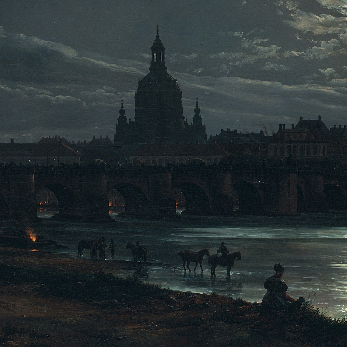 Dresden By Moonlight by Johan Christian Dahl Art Print - Image 2