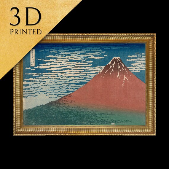 Katsushika Hokusai Iconic Red Fuji Fine Wind Clear Weather Poster