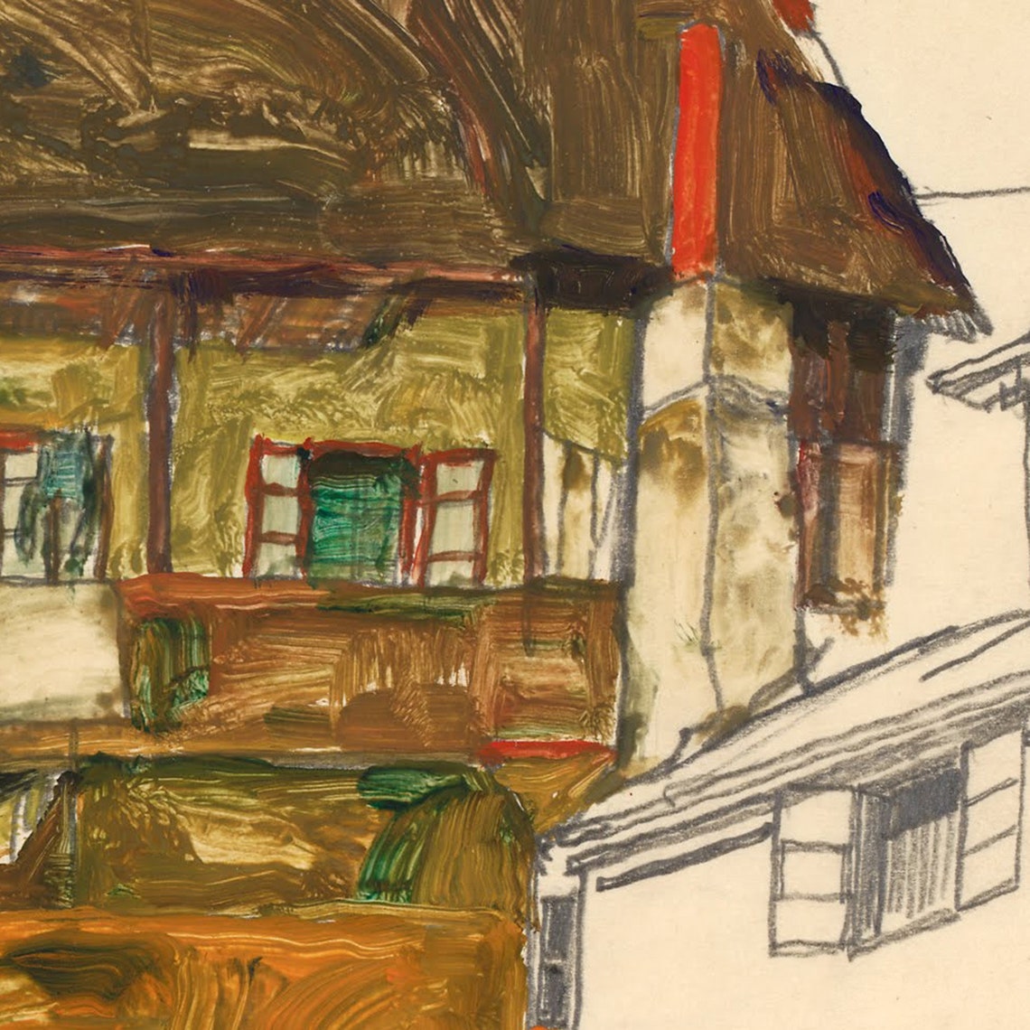 Egon Schiele Old Houses in Krumau Expressionist Town Art Poster - Image 3