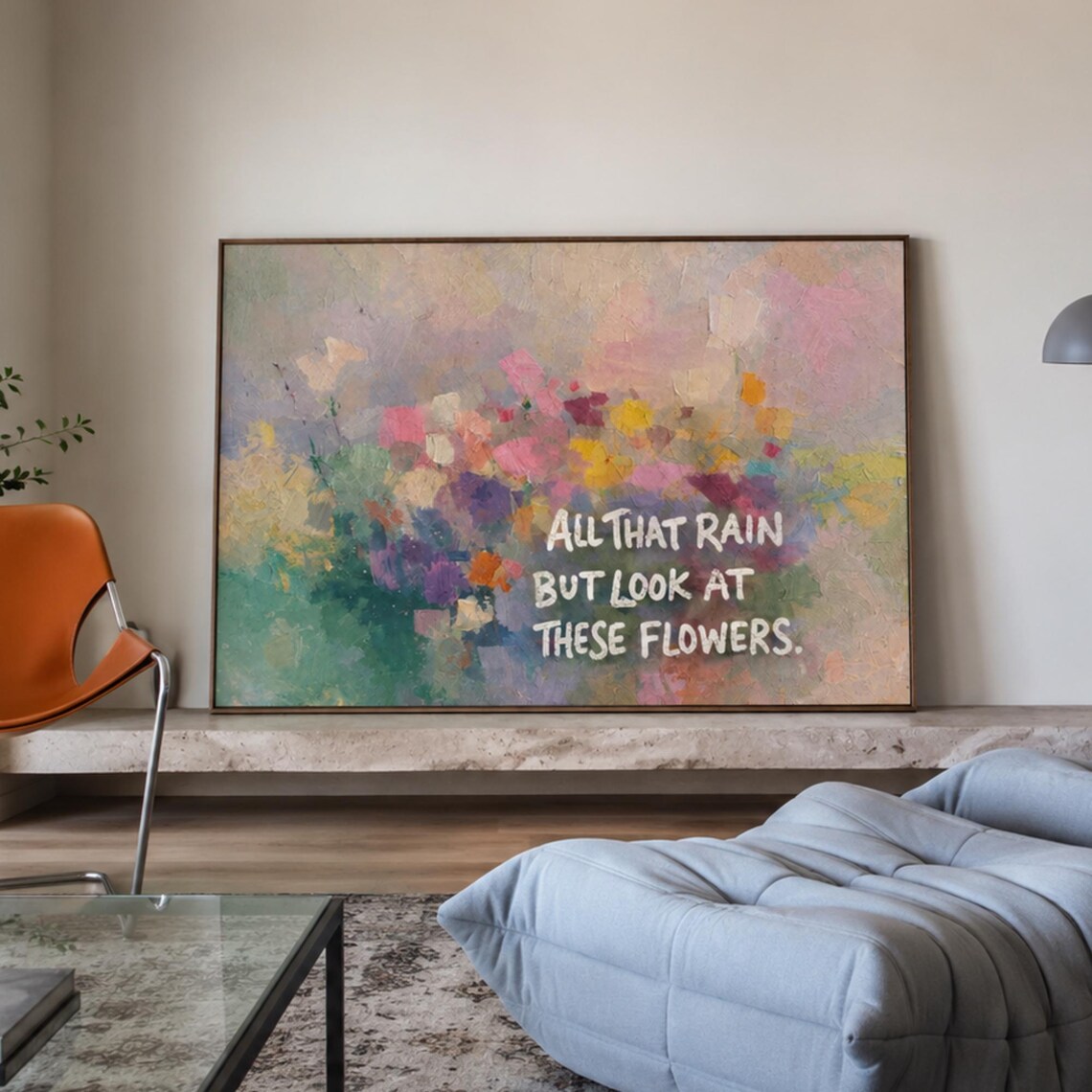 All That Rain Quote Poster, Rothko Inspired Flowers