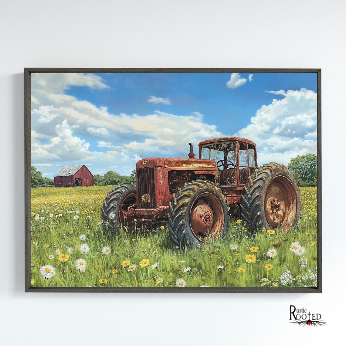 Rustic Red Tractor Vintage Farmhouse Art Print