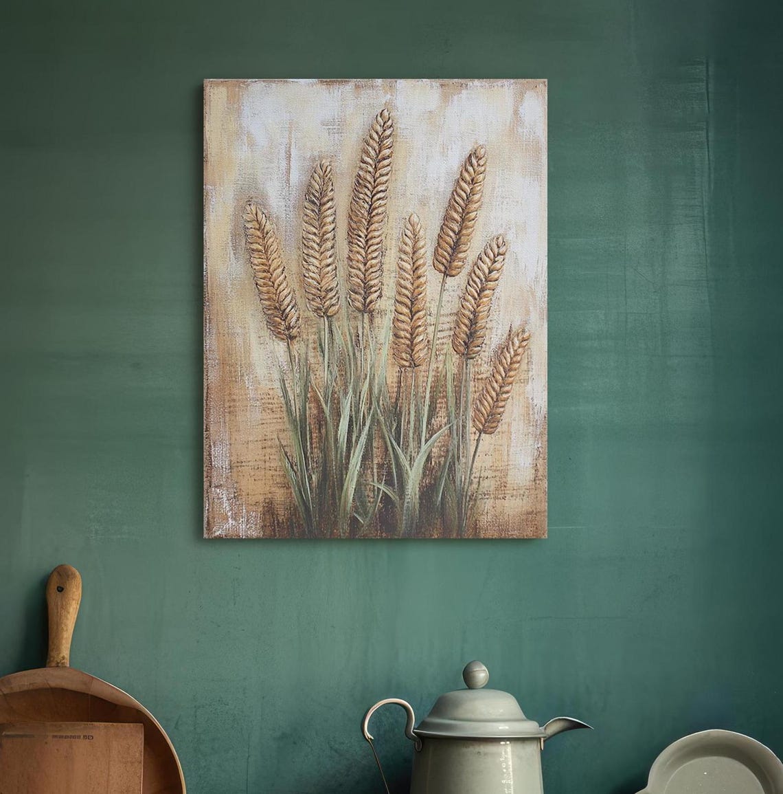 Golden Wheat Stalks Painting on Rustic Burlap Texture Poster - Image 4