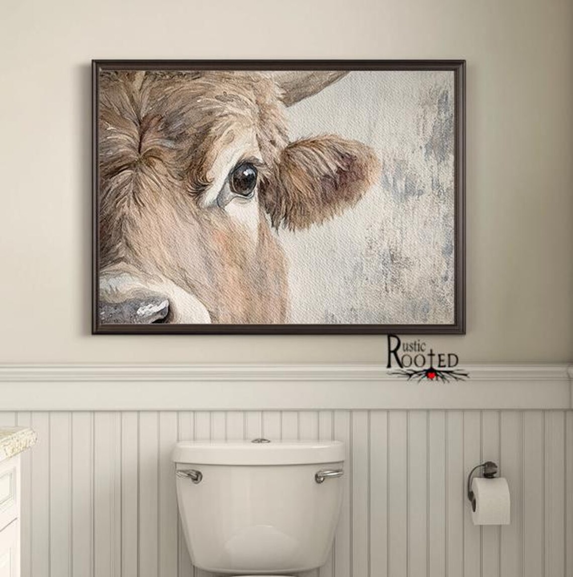 Highland Cow Watercolor Close-Up Rustic Farm Animal Art Poster - Image 4