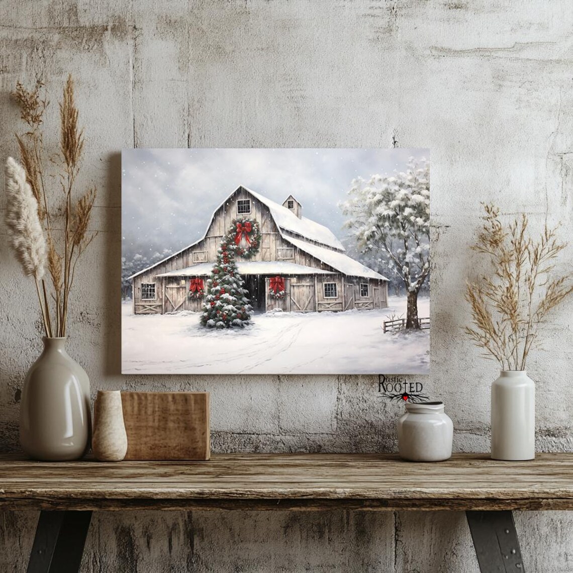 Weathered Barn Christmas, Modern Farmhouse Art Print - Image 2
