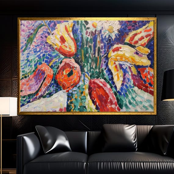 Henri Matisse Inspired Fauvist Pine Forest Landscape Canvas Painting Ready To Hang Gift For Boho Modern Decor