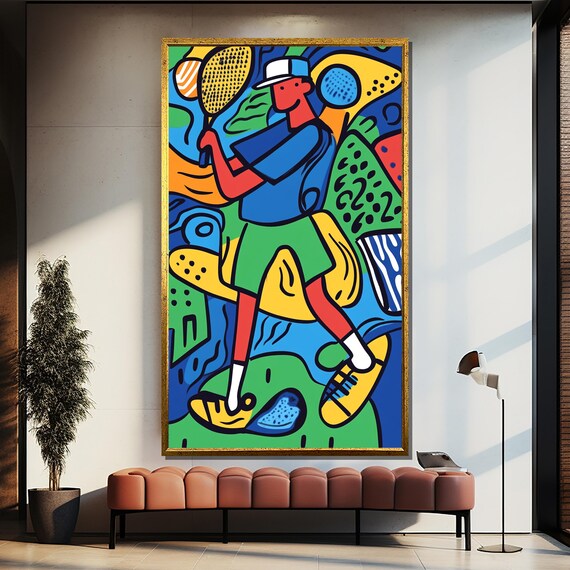 Bold Dynamic Vibrant Colorful Tennis Player Pop Art Sports Poster