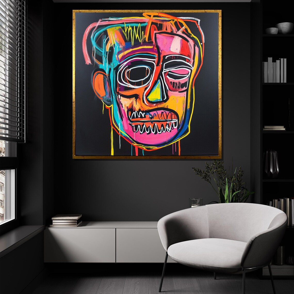 Neon Skull Graffiti Street Pop Art Print - Image 2