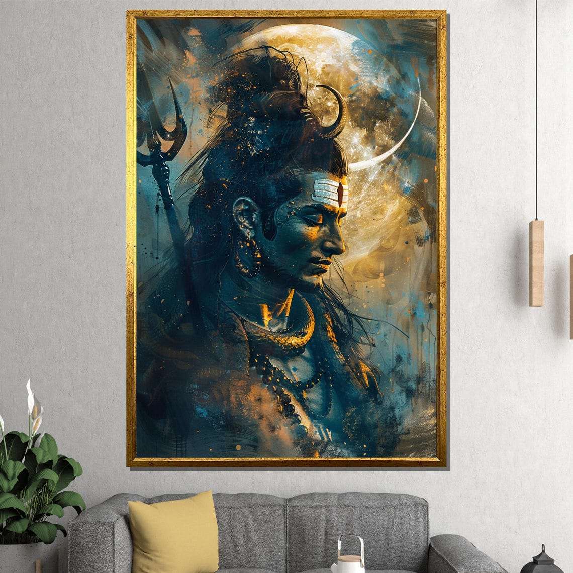 Lord Shiva Trident Moon Serpent Mystical Dark Spiritual Poster - Image 2
