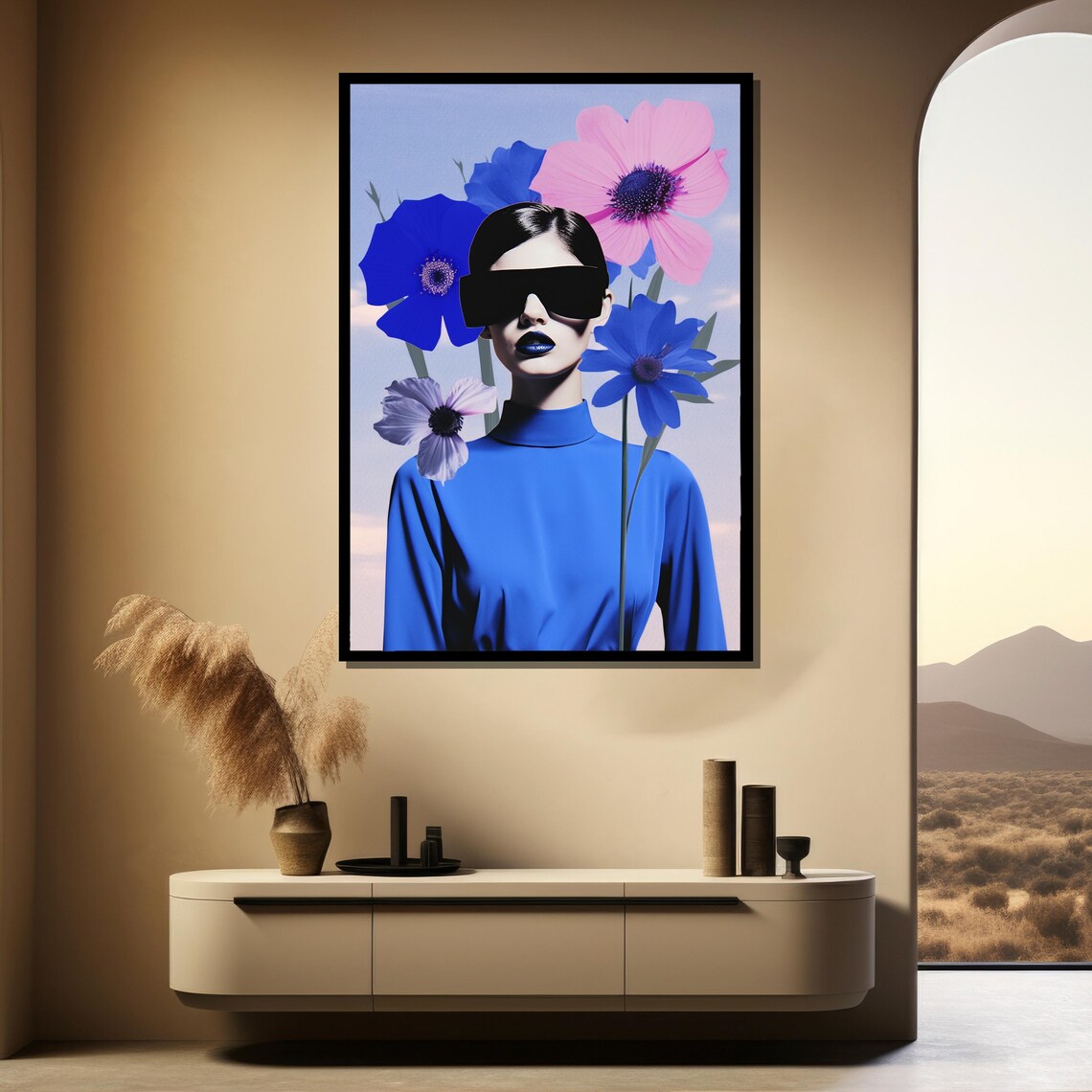 Fashion Woman With Bold Flowers Modern Pop Art Vibrant Floral Poster - Image 3