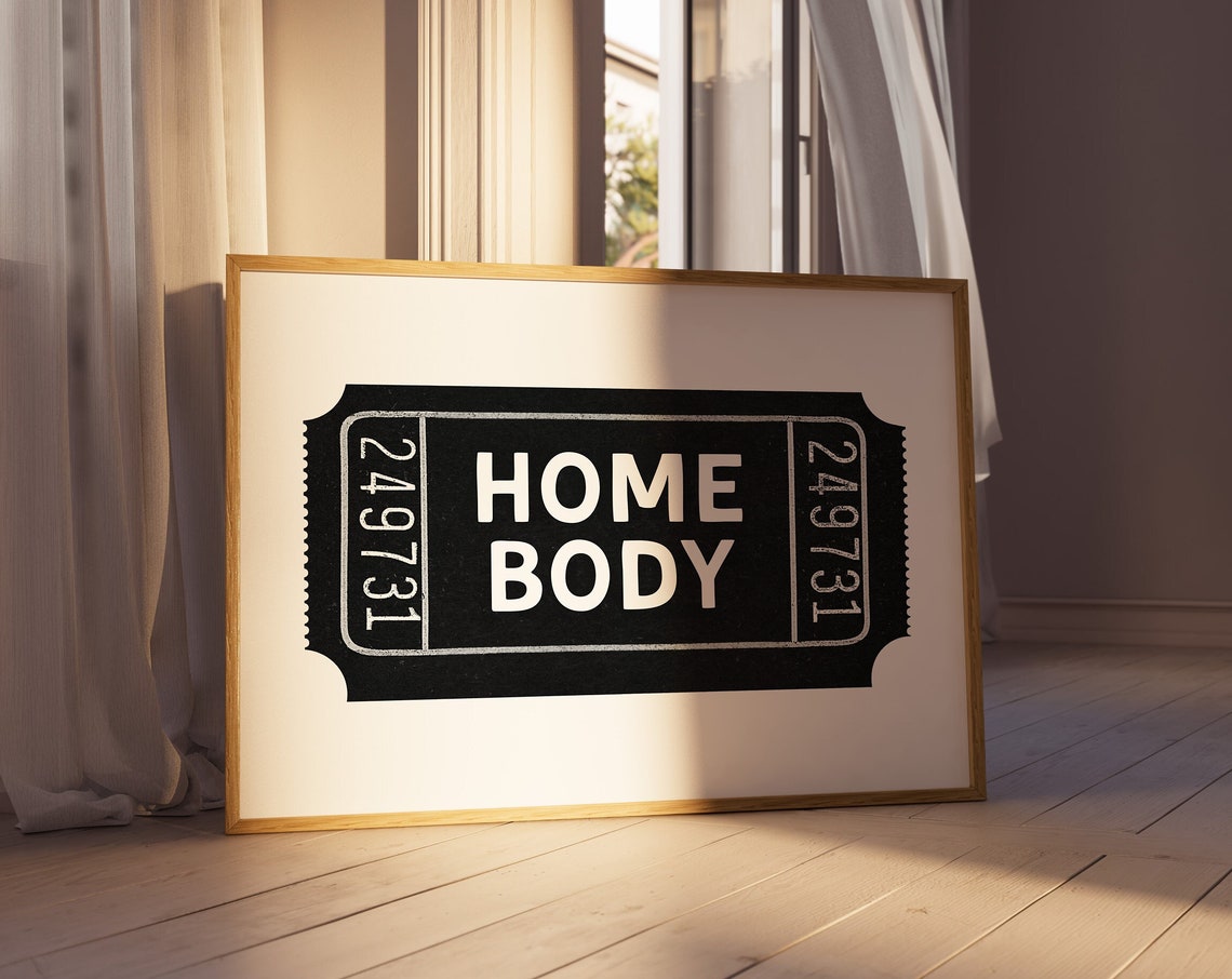 Home Body Black Ticket Stub Bold White Type Modern Wall Poster - Image 2