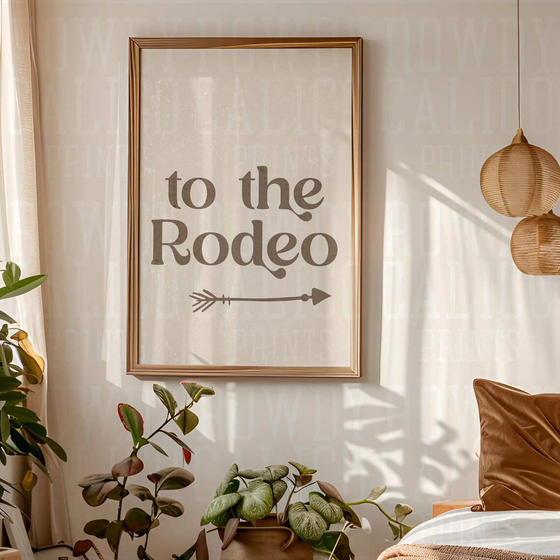 To The Rodeo Western Typography Arrow Minimalist Quote Poster