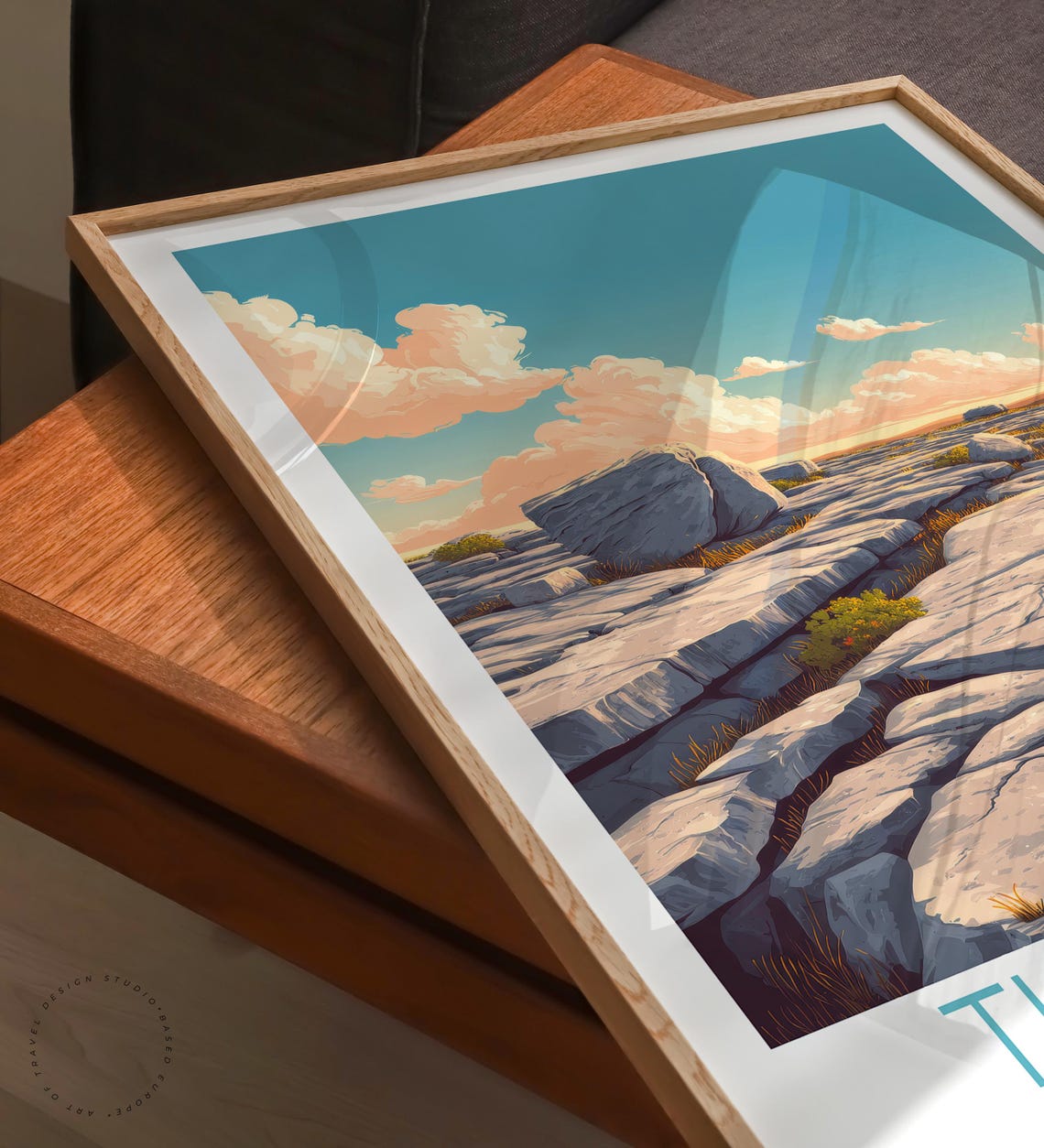 The Burren Ireland Limestone Landscape Golden Sky Travel Poster - Image 6