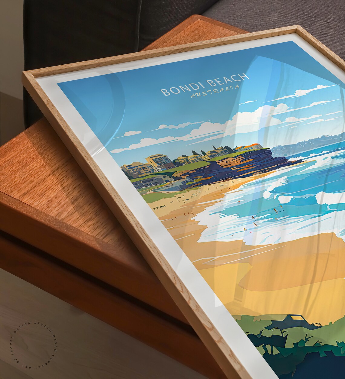 Bondi Beach Australia Rolling Waves And Cliff Coast Travel Poster - Image 3