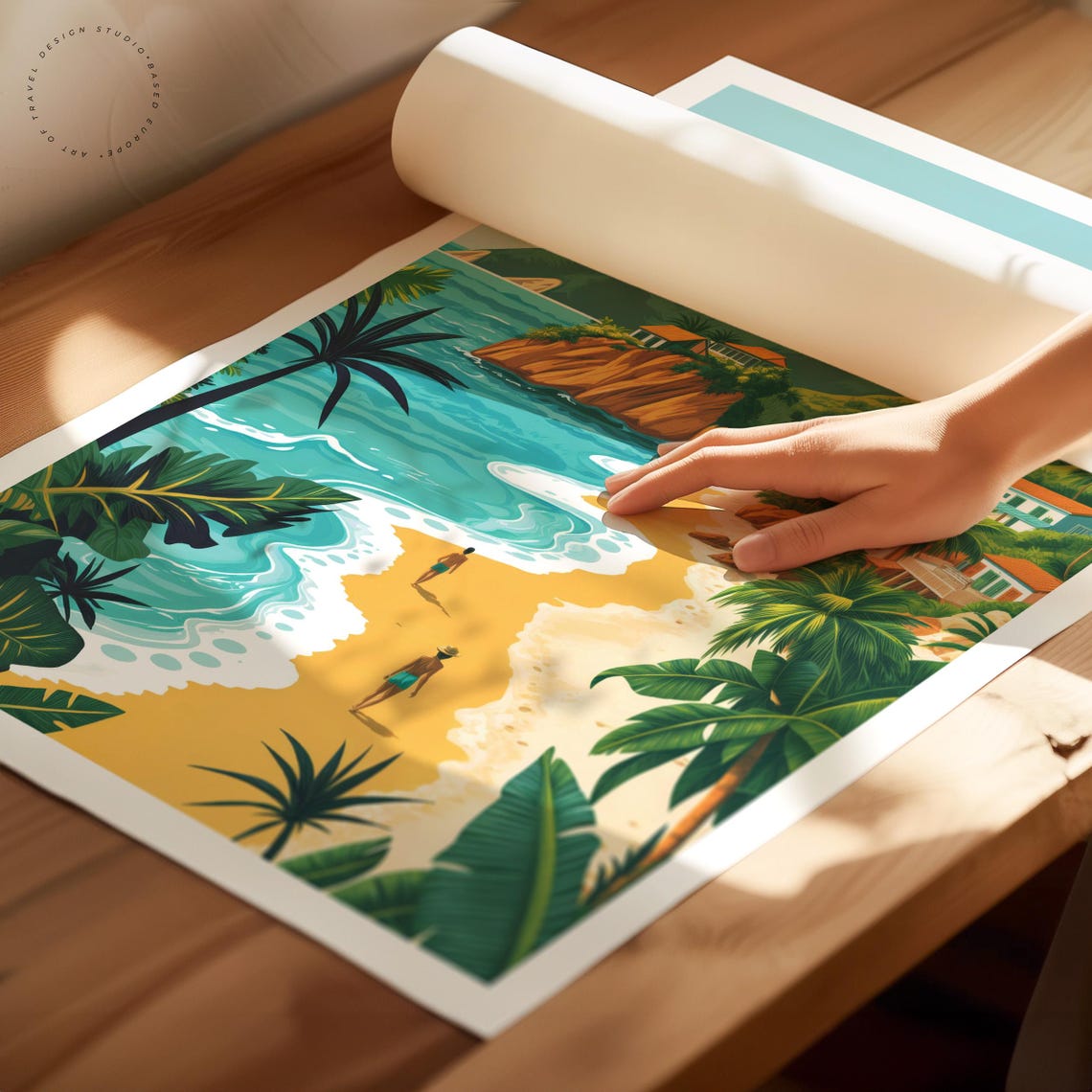Zipolite Beach Mexico Tropical Shoreline Golden Sand Travel Poster - Image 2