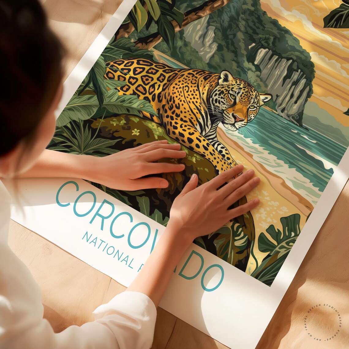 Corcovado National Park Costa Rica Jaguar Beach Jungle Travel Poster - Image 3