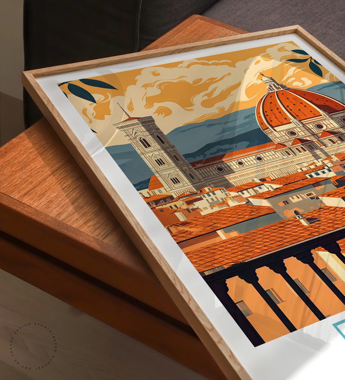 Florence Italy Duomo Cathedral Golden Sunset Rooftops Poster - Image 3