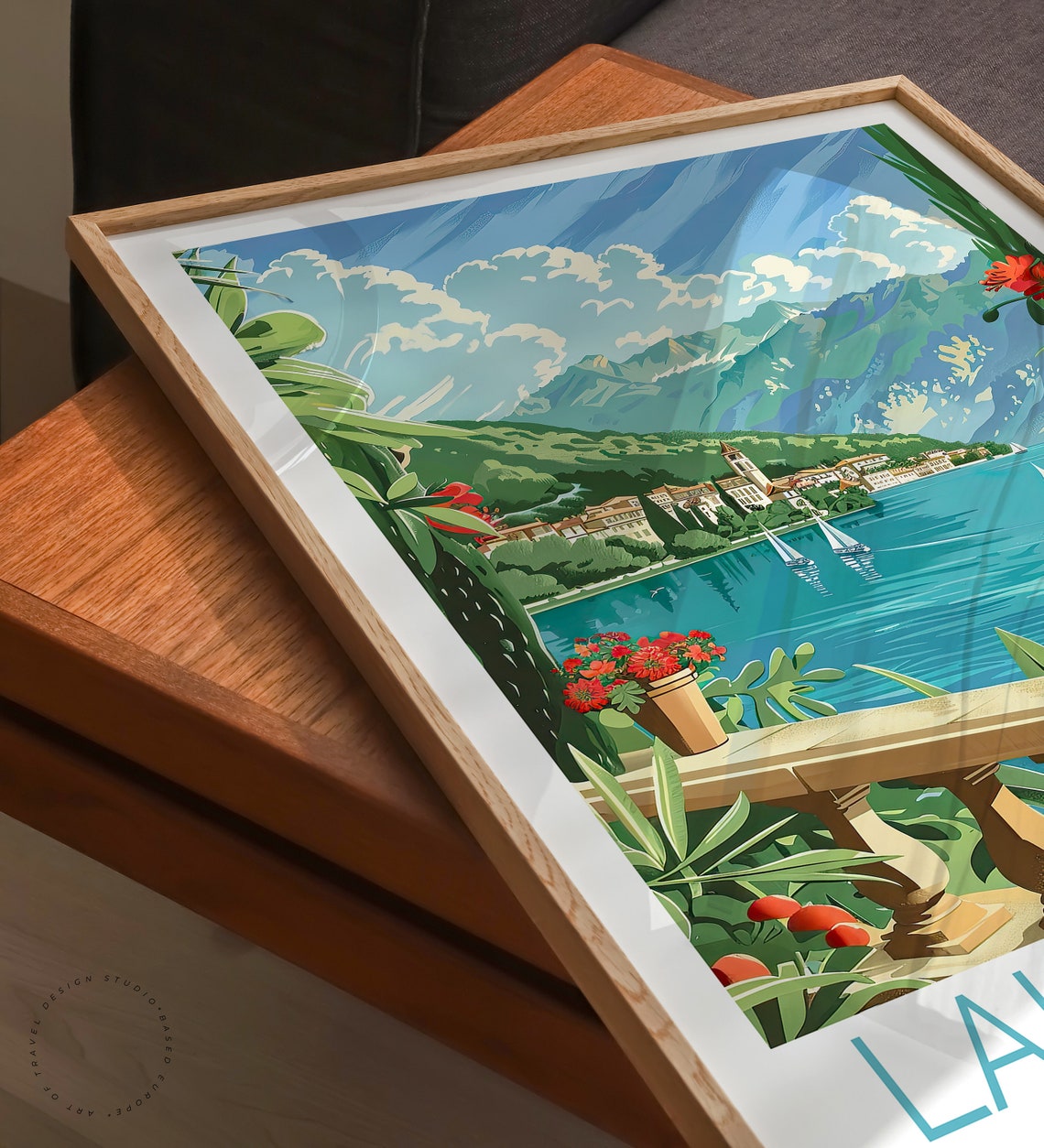Lake Annecy Travel Poster France Wall Art Lake Annecy Coast Print Personalised Travel Poster Birthday Gifts Home Decor - Image 3