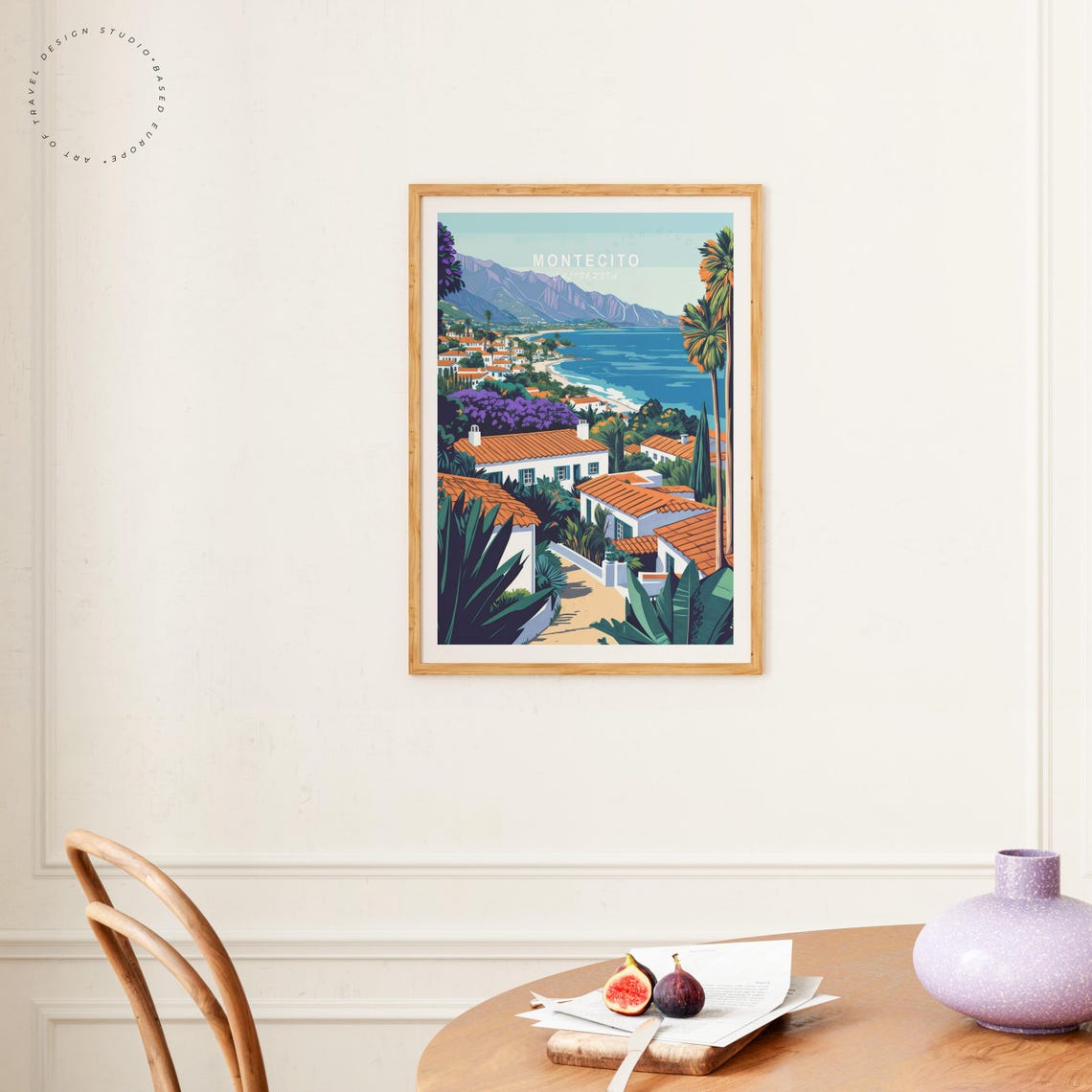 Montecito California Coastal Villas Ocean View Sunset Travel Poster - Image 4