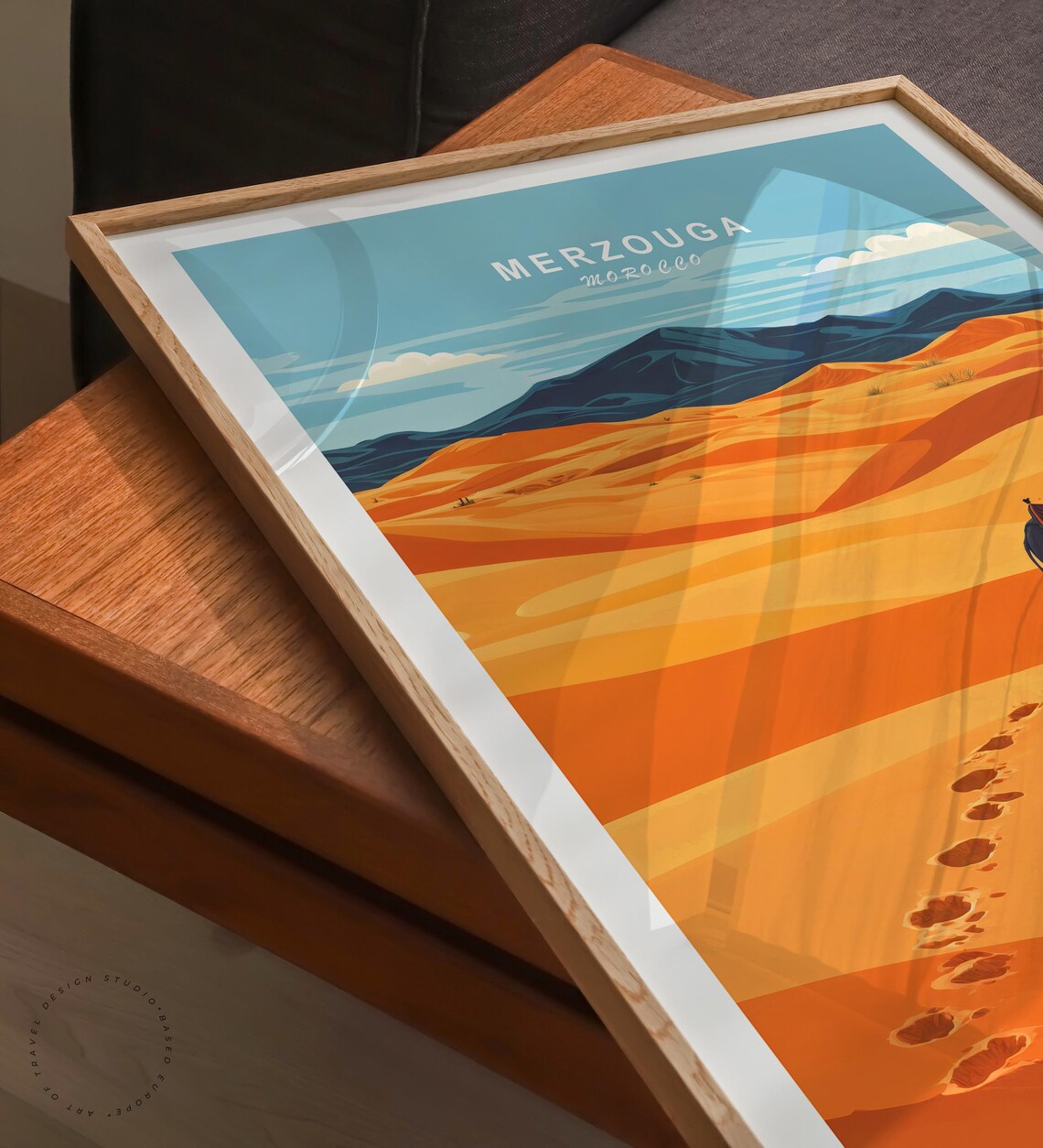 Merzouga Morocco Lone Camel Sahara Desert Dunes Vintage Art Poster - Image 6