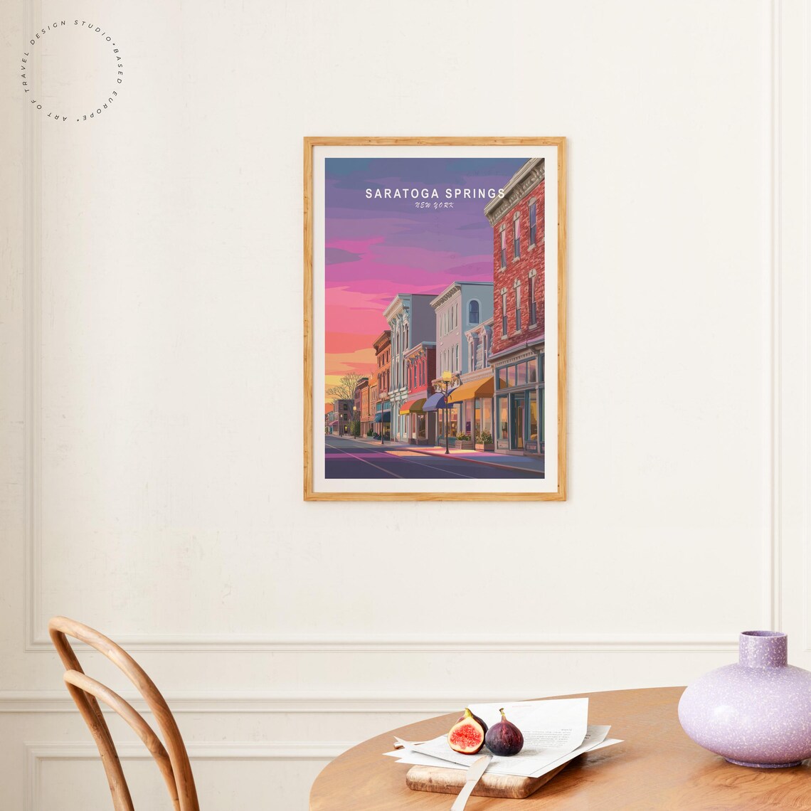 Saratoga Springs New York Sunset Street Vintage Travel Poster - Image 4
