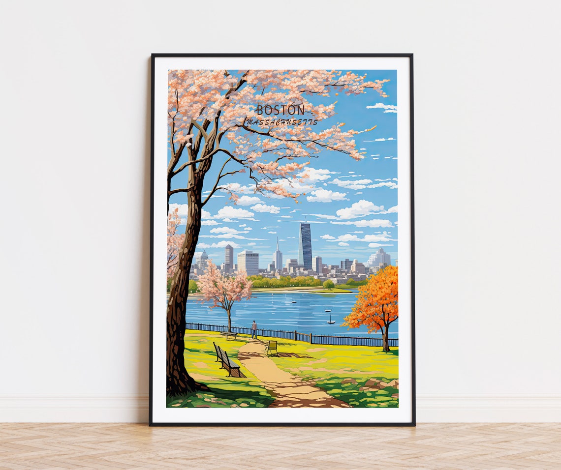 Boston Massachusetts Spring Park Pathway Cherry Blossoms Poster