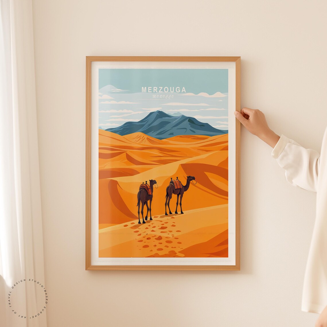 Merzouga Morocco Sahara Dunes Camels Vintage Desert Travel Art Poster - Image 5