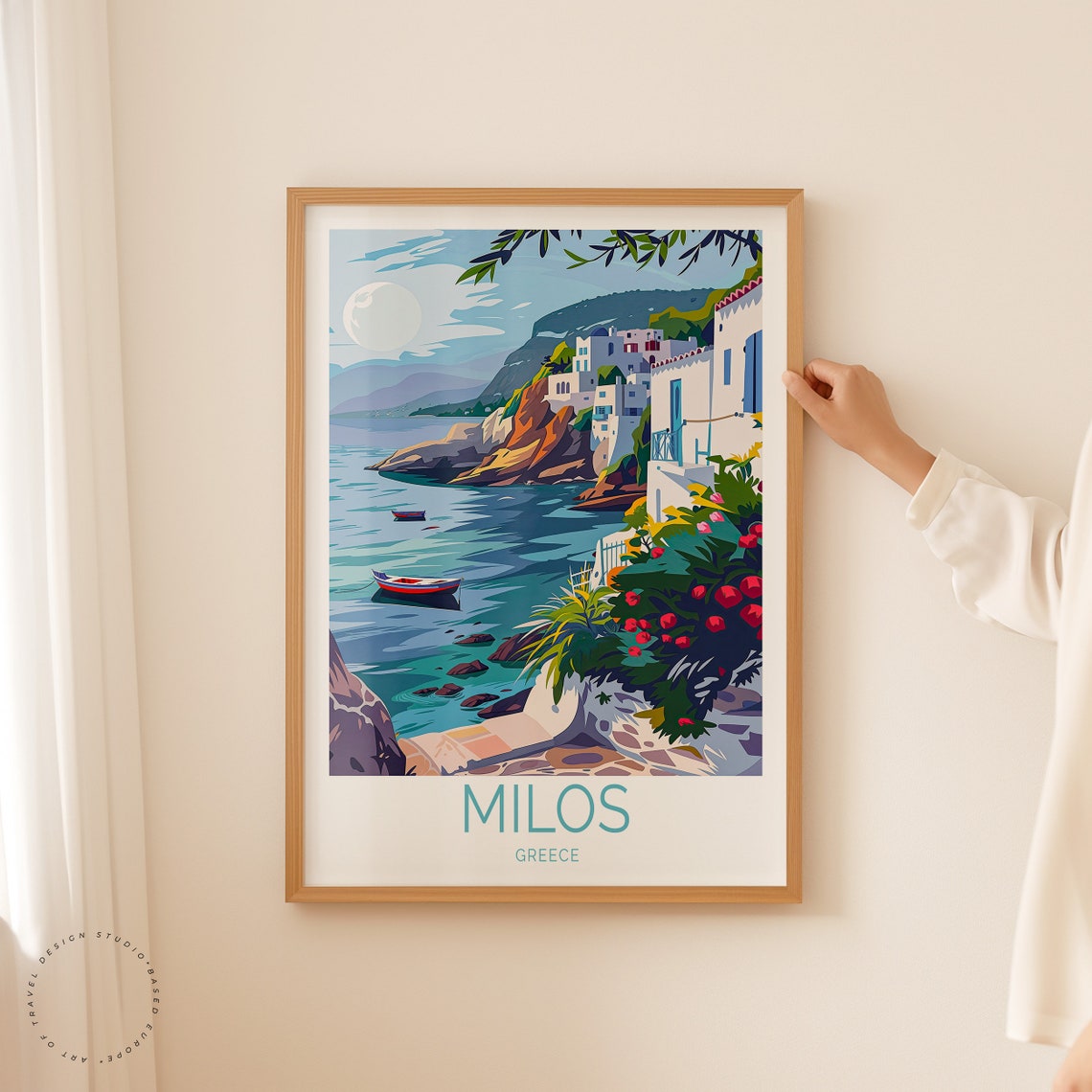 Milos Greece Whitewashed Village Coastline Boats Aegean Poster - Image 2