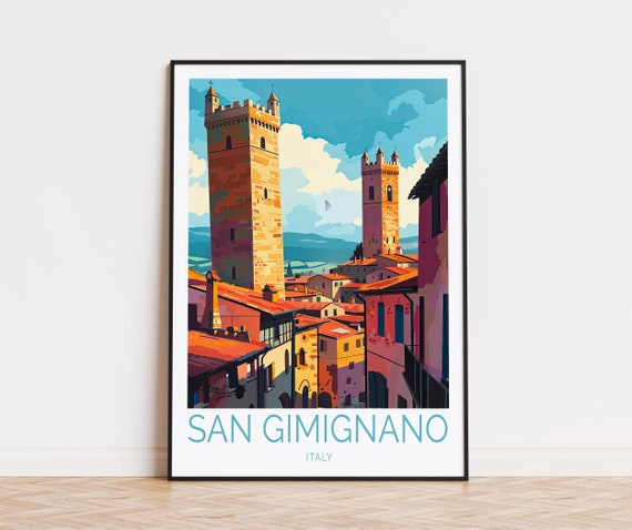 San Gimignano Travel Poster, Italy City Print