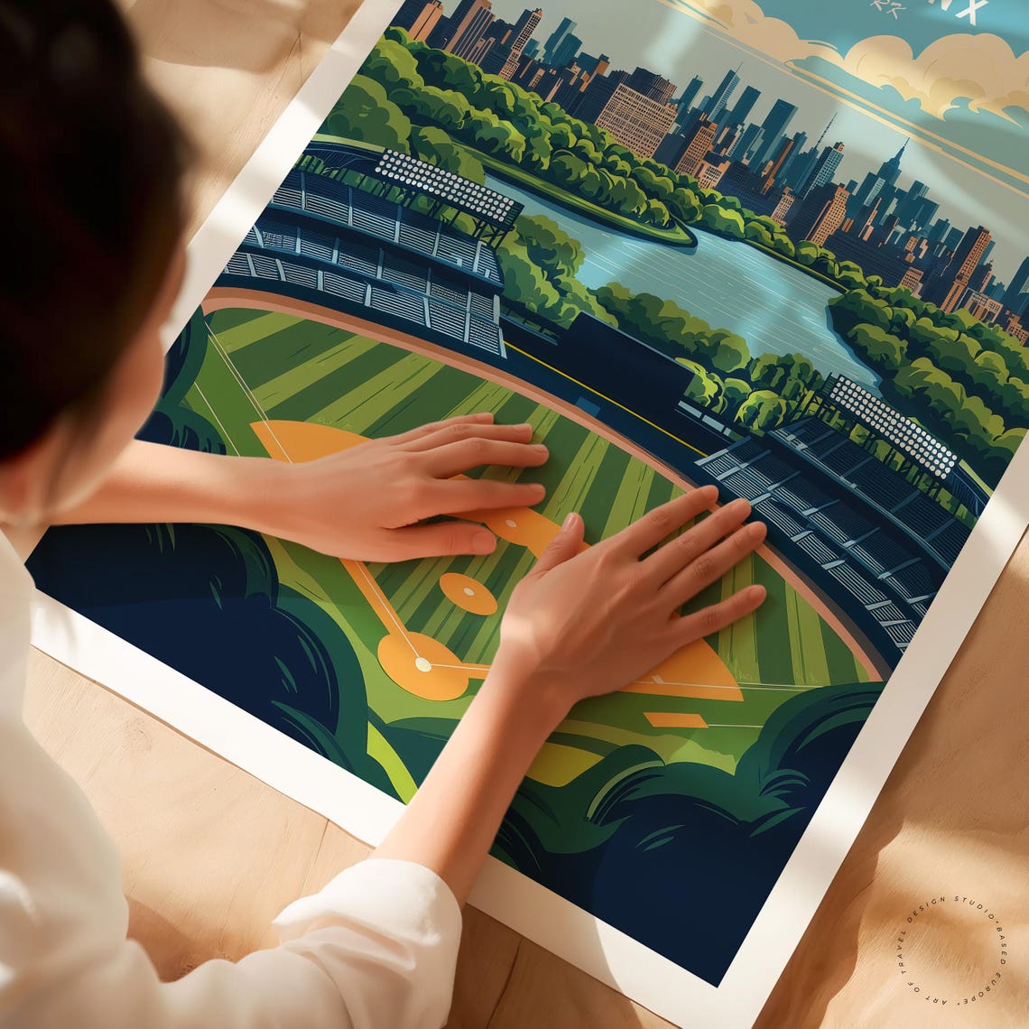 The Bronx New York Baseball Stadium Park River Daytime Skyline Poster - Image 3