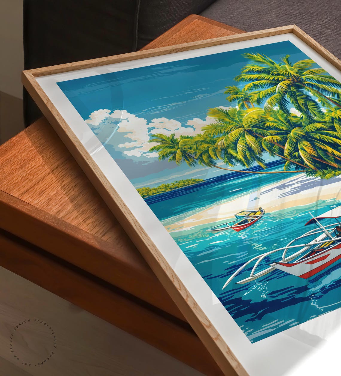 Siargao Philippines Palm Beach Outrigger Boat Turquoise Sea Poster - Image 6
