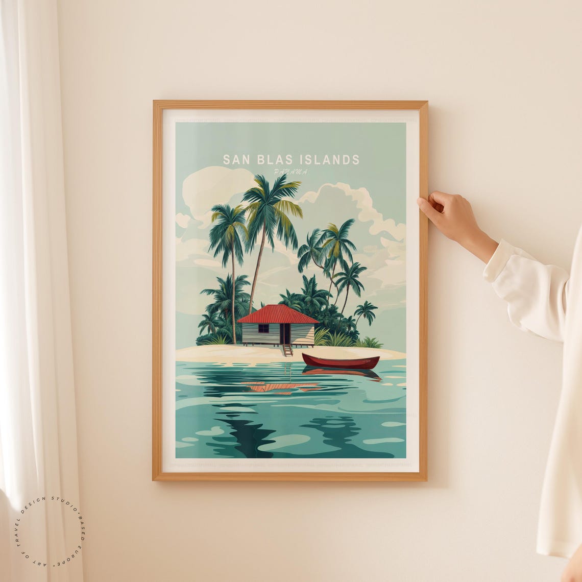San Blas Islands Panama Palm Trees Island Hut Lagoon Travel Poster - Image 5