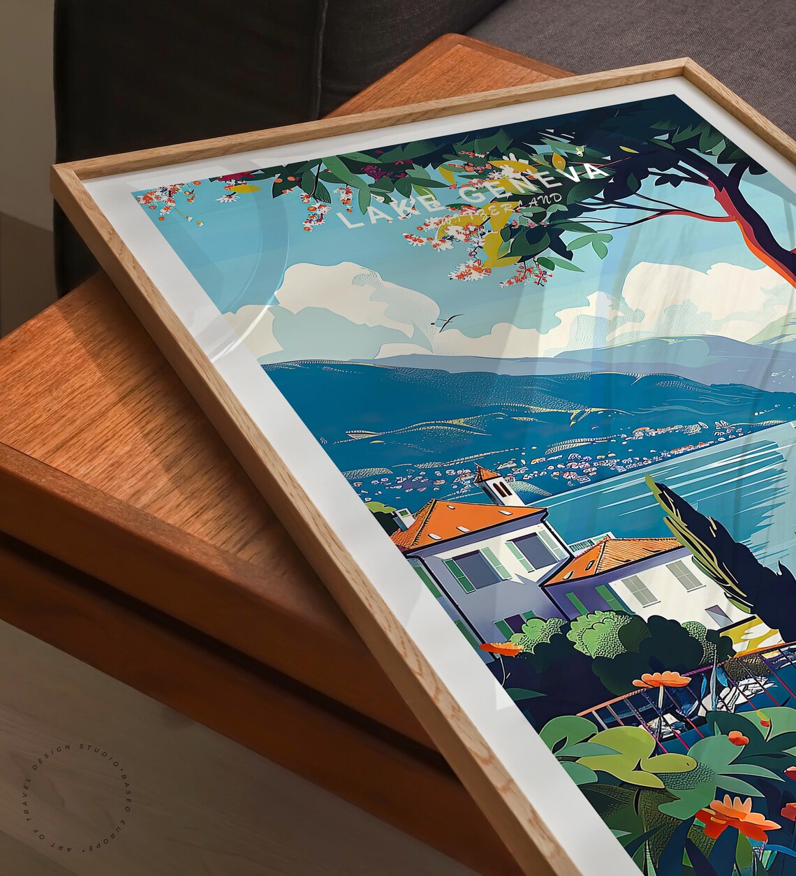 Lake Geneva Travel Poster Switzerland City Wall Art Lake Geneva Switzerland Print Birthday Gifts Wedding Present - Image 3