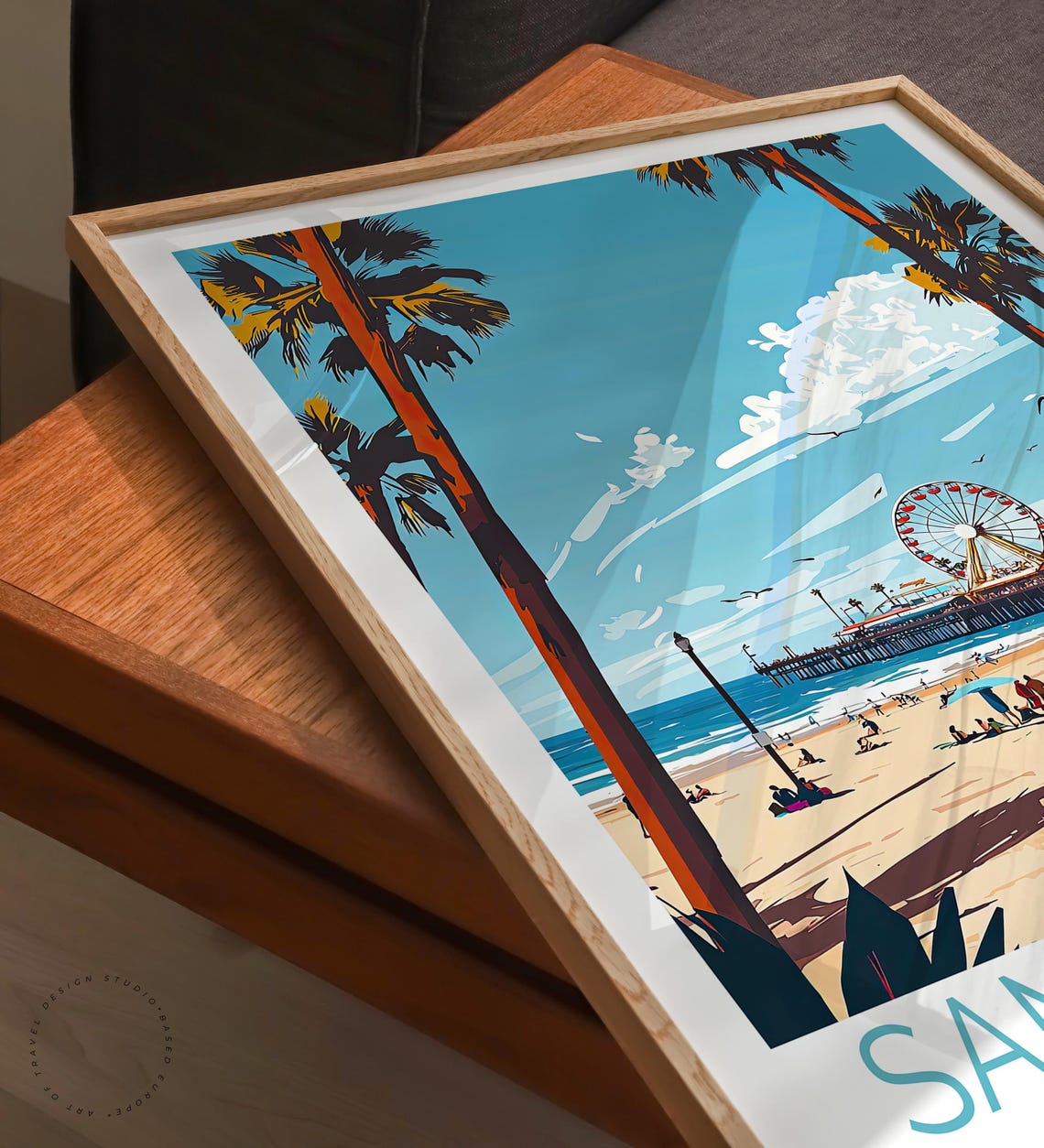 Santa Monica California Travel Poster California Travel City Wall Art Santa Monica Print Personalised Gifts Home Decor - Image 3
