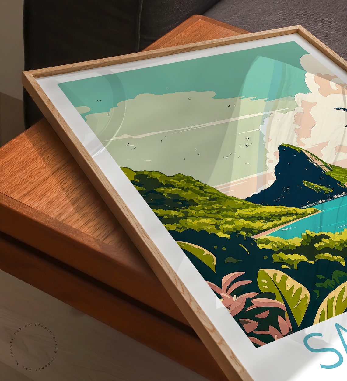 Beautiful Saint Lucia Caribbean Pitons Tropical Sailing Poster - Image 3