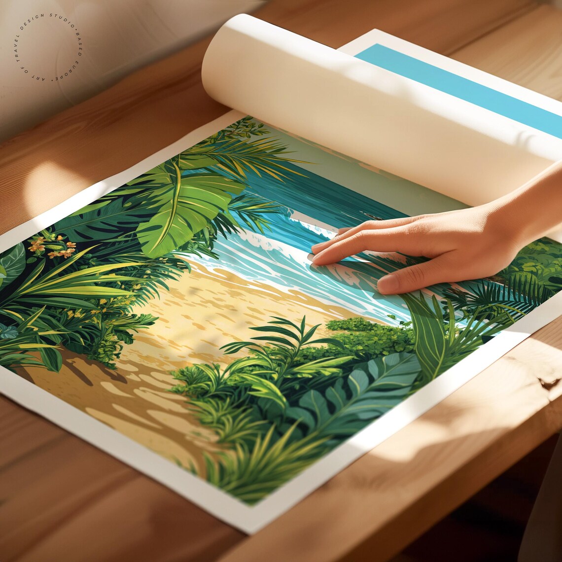North Shore Hawaii Tropical Beach Jungle Pathway Ocean Travel Poster - Image 2