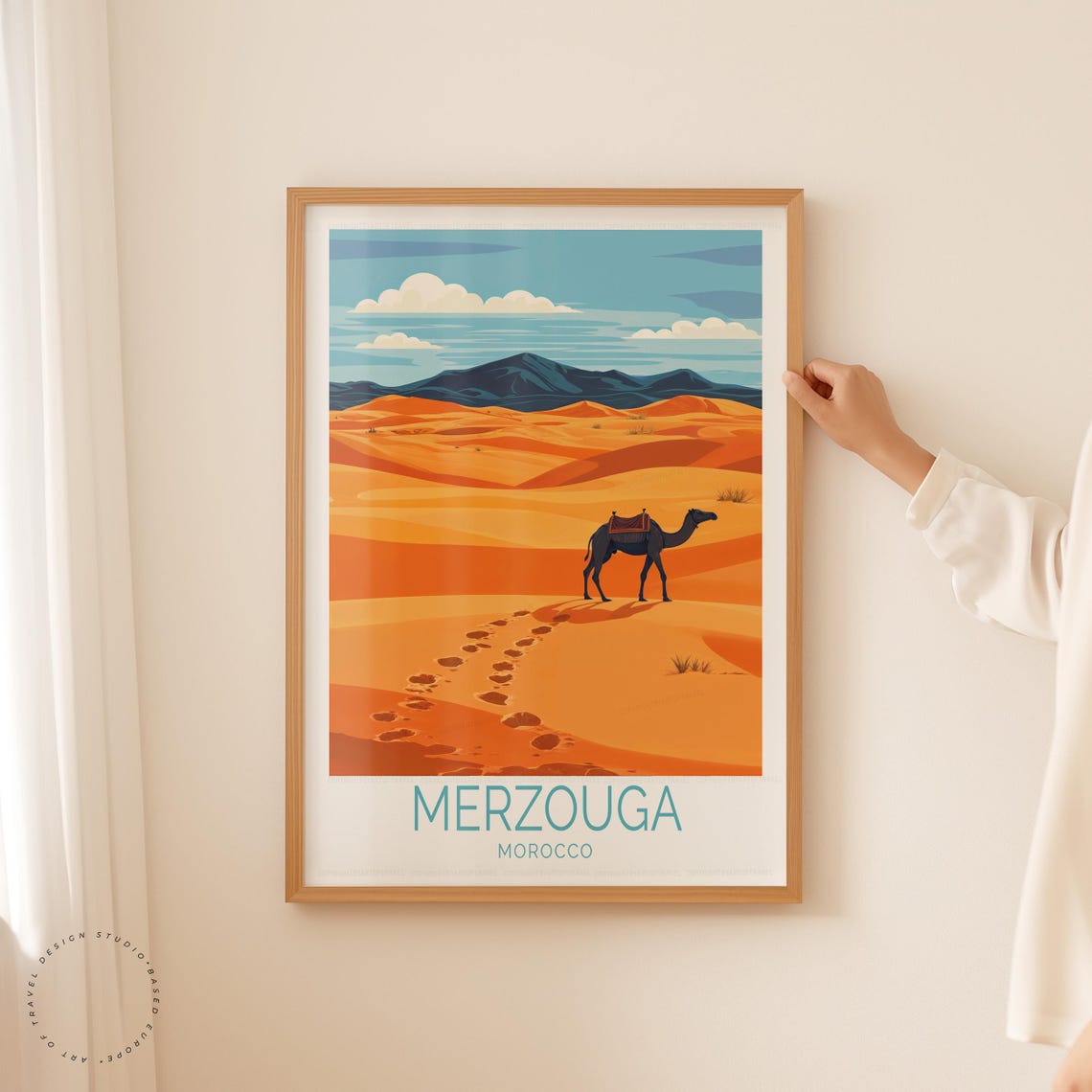 Merzouga Morocco Sahara Desert Camel Orange Dunes Wanderlust Poster - Image 5