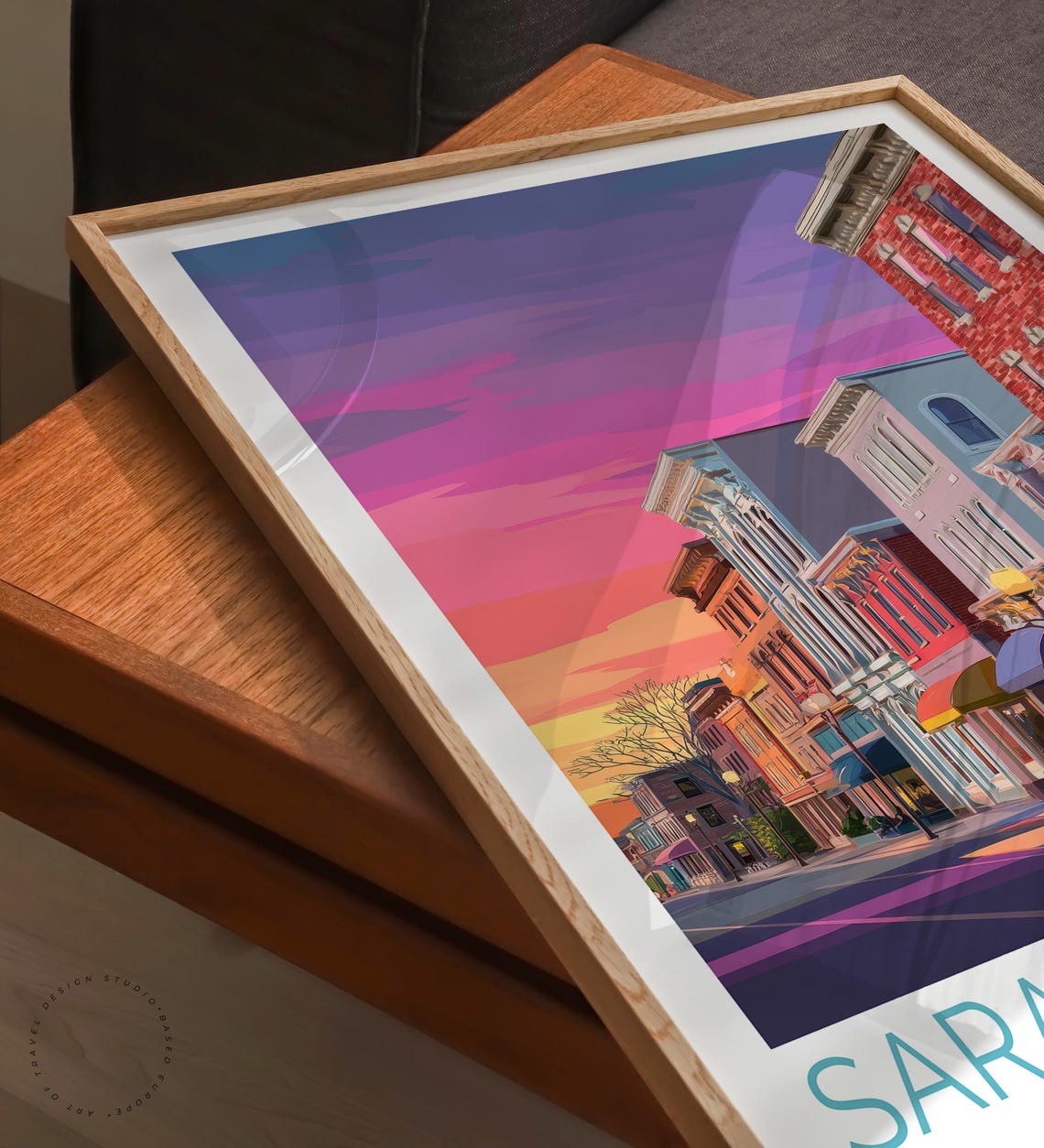 Saratoga Springs New York Sunset Downtown Main Street Travel Poster - Image 6