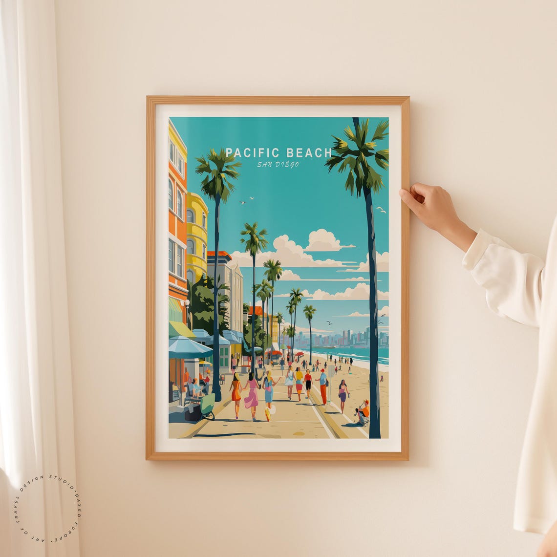 Pacific Beach San Diego Boardwalk Palm Trees Beach Stroll Poster - Image 2