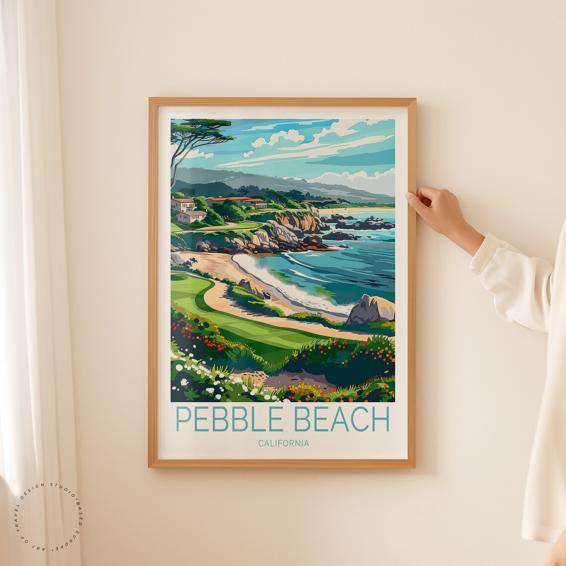 Pebble Beach California Coastal Golf Course Ocean Travel Poster - Image 2